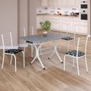 Ver imagem 1 de Conjunto Sala de Jantar Mesa Retangular 100x60cm Tampo Granito Ocre 4 Cadeiras Rio