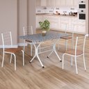 Ver imagem 1 de Conjunto Sala de Jantar Mesa Retangular 100x60cm Tampo Granito Ocre 4 Cadeiras Rio Branco/C. Marrom
