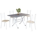 Ver imagem 2 de Conjunto Sala de Jantar Mesa Retangular 100x60cm Tampo Granito Ocre 4 Cadeiras Rio Branco/Creme