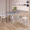 Ver imagem 1 de Conjunto Sala de Jantar Mesa Retangular 100x60cm Tampo Granito Ocre 4 Cadeiras Rio Branco/Creme
