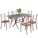 Ver imagem 2 de Conjunto Sala de Jantar Mesa Retangular 140x75cm Tampo Granito Ocre 6 Cadeiras Rio