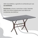 Ver mais imagens de Conjunto Sala de Jantar Mesa Retangular 140x75cm Tampo Granito Ocre 6 Cadeiras Rio Marrom/C.