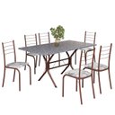 Ver imagem 2 de Conjunto Sala de Jantar Mesa Retangular 140x75cm Tampo Granito Ocre 6 Cadeiras Rio