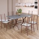 Ver imagem 1 de Conjunto Sala de Jantar Mesa Retangular 140x75cm Tampo Granito Ocre 6 Cadeiras Rio