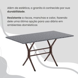 Conjunto Sala de Jantar Mesa Retangular 140x75cm Tampo Granito Ocre 6 Cadeiras Rio - 8