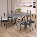 Ver imagem 1 de Conjunto Sala de Jantar Mesa Retangular 140x75cm Tampo Granito Ocre 6 Cadeiras Rio