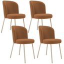 Ver imagem 1 de Kit 04 Cadeiras para Sala de Jantar Cozinha Estofada Gavi Arena L02 Bouclê Terracota - Lyam Decor