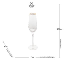 Taça Champagne 2pç Cristal 300ml c/ Borda Dourada Taj - Wolff - 2