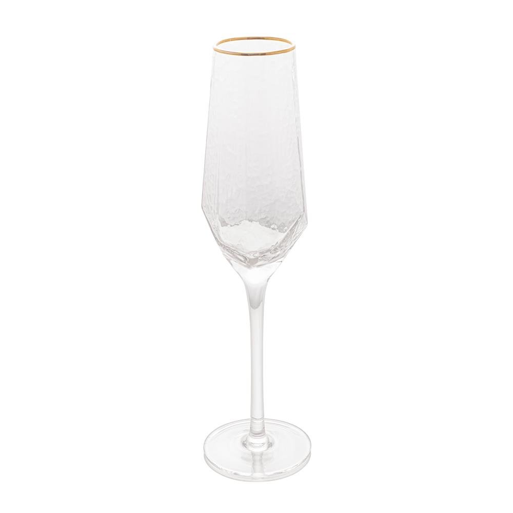 Taça Champagne 2pç Cristal 300ml c/ Borda Dourada Taj - Wolff - 1