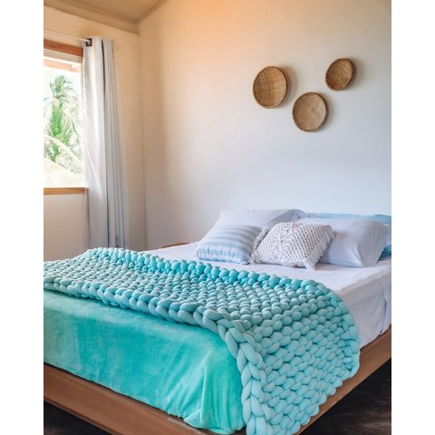 Manta Peseira de Maxi Tricot King 0,70x2,50m, Cor Menta - Magma Cotton