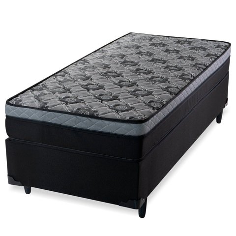 Cama Box Solteiro com Colchão Mola Safira Spec Preto Hellen Colchões