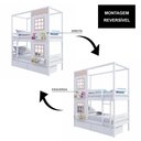 Ver imagem 3 de Beliche Infantil Casinha Reta com 2 Gavetas e Escada Fixa Madeira Maciça Branco Rosa Megamobília