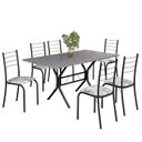 Ver imagem 2 de Conjunto Sala de Jantar Mesa Retangular 140x75cm Tampo Granito Ocre 6 Cadeiras Rio