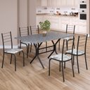 Ver imagem 1 de Conjunto Sala de Jantar Mesa Retangular 140x75cm Tampo Granito Ocre 6 Cadeiras Rio