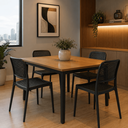 Ver imagem 5 de Kit 6 Cadeiras Mônaco Rattan Empilhável Cozinha Sala Jantar - Preto