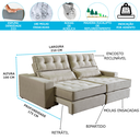 Ver imagem 3 de Sofá Luxo 3 Lugares Com Molas Ensacadas Retrátil e Reclinável 2,10m Suede Liso Bege - Premium Box