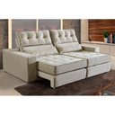 Ver imagem 2 de Sofá Luxo 3 Lugares Com Molas Ensacadas Retrátil e Reclinável 2,10m Suede Liso Bege - Premium Box