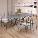 Ver imagem 1 de Conjunto Sala de Jantar Mesa Retangular 140x75cm Tampo Granito Ocre 6 Cadeiras Rio