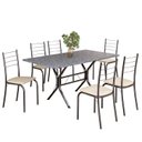 Ver imagem 2 de Conjunto Sala de Jantar Mesa Retangular 140x75cm Tampo Granito Ocre 6 Cadeiras Rio