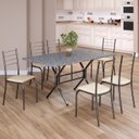 Ver imagem 1 de Conjunto Sala de Jantar Mesa Retangular 140x75cm Tampo Granito Ocre 6 Cadeiras Rio