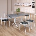 Ver imagem 1 de Conjunto Sala de Jantar Mesa Retangular 140x75cm Tampo Granito Ocre 6 Cadeiras Rio