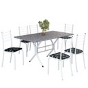 Ver imagem 2 de Conjunto Sala de Jantar Mesa Retangular 140x75cm Tampo Granito Ocre 6 Cadeiras Rio