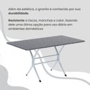 Ver mais imagens de Conjunto Sala de Jantar Mesa Retangular 140x75cm Tampo Granito Ocre 6 Cadeiras Rio Branco/Preto Floral