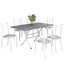 Ver imagem 2 de Conjunto Sala de Jantar Mesa Retangular 140x75cm Tampo Granito Ocre 6 Cadeiras Rio