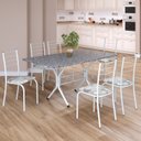 Ver imagem 1 de Conjunto Sala de Jantar Mesa Retangular 140x75cm Tampo Granito Ocre 6 Cadeiras Rio