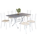 Ver imagem 2 de Conjunto Sala de Jantar Mesa Retangular 140x75cm Tampo Granito Ocre 6 Cadeiras Rio