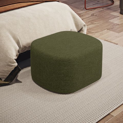 Puff Decorativo Orgânico para Living Quarto 70cm Doha W01 Linho Verde- Lyam Decor