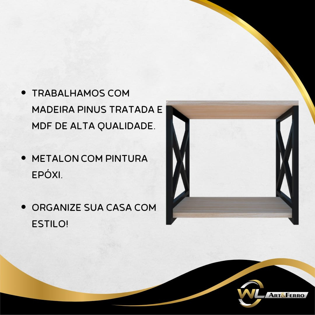 Adega Bar Industrial para Bebidas Prateleira Dupla Pinus Amadeirado - 5