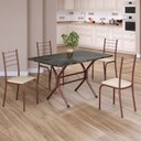 Ver imagem 1 de Conjunto Sala de Jantar Mesa Retangular 100x60cm Tampo Ardósia Indiana 4 Cadeiras Rio