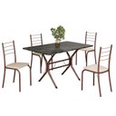 Ver imagem 2 de Conjunto Sala de Jantar Mesa Retangular 100x60cm Tampo Ardósia Indiana 4 Cadeiras Rio