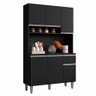 Armário Cozinha Compacta 6 Portas Marcia 105cm Preto Fosco Lellu´s Móveis - 2