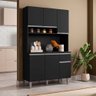 Armário Cozinha Compacta 6 Portas Marcia 105cm Preto Fosco Lellu´s Móveis - 1