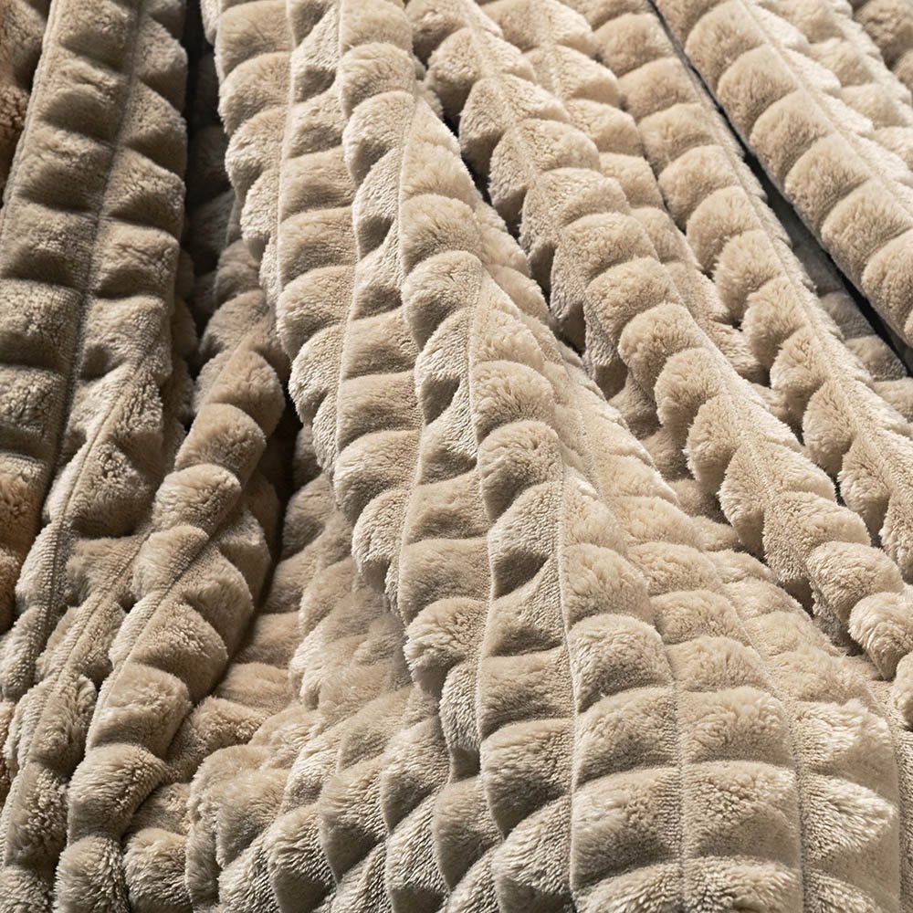 Coordenado Cobre Leito e Cobertor Tok Max Queen Ultrasoft Alto Relevo Dupla Face - Palha - 5