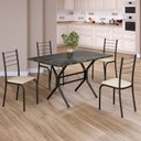 Ver imagem 1 de Conjunto Sala de Jantar Mesa Retangular 100x60cm Tampo Ardósia Indiana 4 Cadeiras Rio