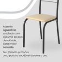 Ver imagem 6 de Conjunto Sala de Jantar Mesa Retangular 100x60cm Tampo Ardósia Indiana 4 Cadeiras Rio Preto/Creme/Fosco