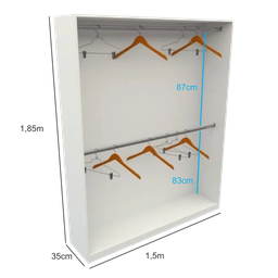 Armário Expositor Arara Dupla Closet com 02 Cabideiro - Branco - Cód. 103 - 5