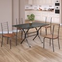 Ver imagem 1 de Conjunto Sala de Jantar Mesa Retangular 100x60cm Tampo Ardósia Indiana 4 Cadeiras Rio