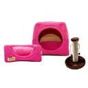 Ver imagem 1 de Cama Iglu e Toca para Gato Luppet com Arranhador Rosa Poa - G