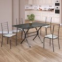 Ver imagem 1 de Conjunto Sala de Jantar Mesa Retangular 100x60cm Tampo Ardósia Indiana 4 Cadeiras Rio