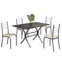 Ver imagem 2 de Conjunto Sala de Jantar Mesa Retangular 100x60cm Tampo Ardósia Indiana 4 Cadeiras Rio