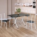 Ver imagem 1 de Conjunto Sala de Jantar Mesa Retangular 100x60cm Tampo Ardósia Indiana 4 Cadeiras Rio