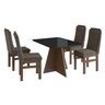Conjunto Sala de Jantar Mesa 90x120cm T Vidro com 4 Cadeiras Madeira Maciça Tecido Joli - 2