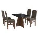 Ver imagem 2 de Conjunto Sala de Jantar Mesa 90x120cm T Vidro com 4 Cadeiras Madeira Maciça Tecido Joli Marrom/Tabaco