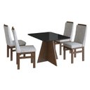 Ver imagem 2 de Conjunto Sala de Jantar Mesa 90x120cm T Vidro com 4 Cadeiras Madeira Maciça Tecido Joli Cinza/Tabaco/Preto