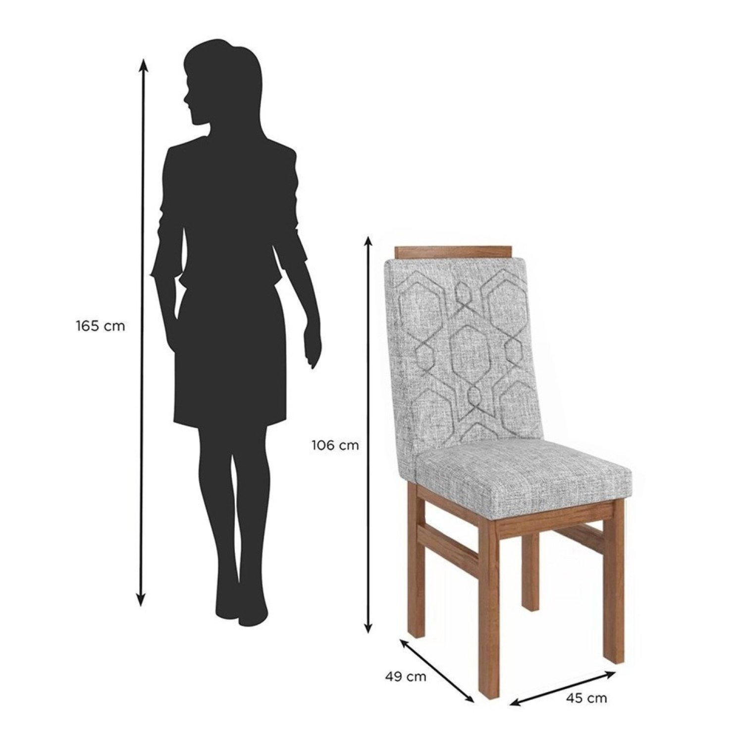 Conjunto Sala de Jantar Mesa 90x160cm T Vidro com 4 Cadeiras Madeira Maciça Tecido Linho - 4