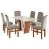 Conjunto Sala de Jantar Mesa 90x160cm T Vidro com 6 Cadeiras Madeira Maciça Tecido Joli - 2
